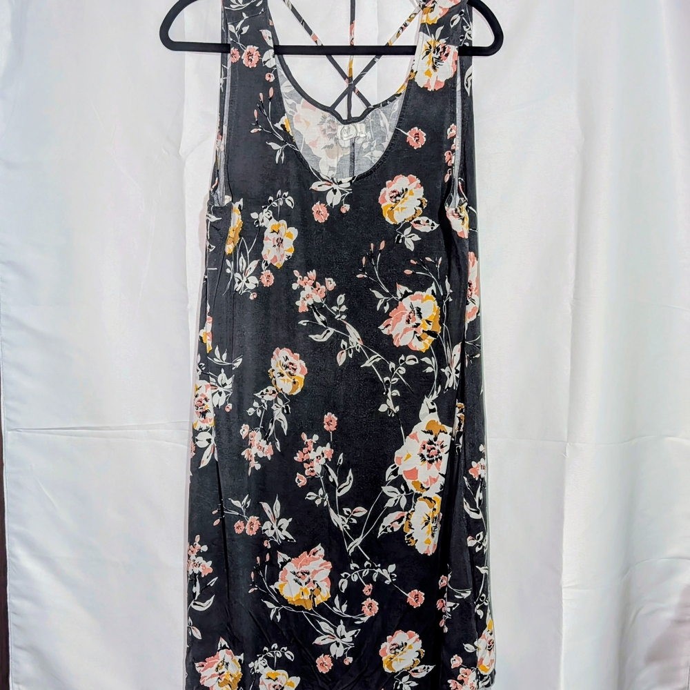 Maurices- Gray Floral Midi Dress